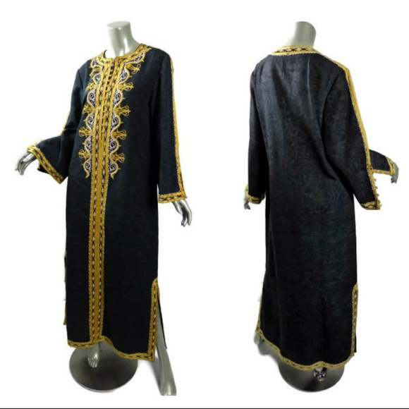 black and gold kaftan dress